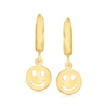 CANARIA FINE JEWELRY CANARIA 10KT YELLOW GOLD SMILEY FACE HUGGIE HOOP DROP EARRINGS