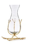 CLASSIC TOUCH DECOR 11" GLASS VASE WITH GOLD TWIG BASE