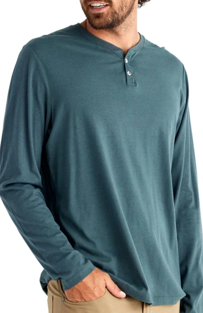 Free Fly Bamboo Heritage Henley In Midnight In Green