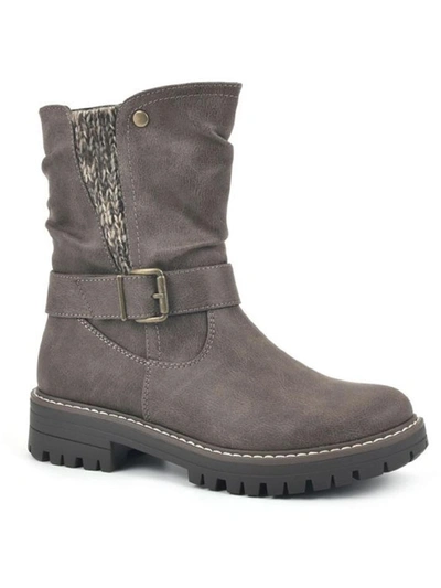 Cliffs By White Mountain Mingle Womens Gathered Lugged Sole Mid-calf Boots In Grey