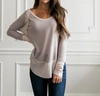 LISTICLE EASY BREEZY BEAUTIFUL LAYERED TEE IN GREY