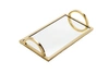 CLASSIC TOUCH DECOR RECTANGULAR MIRROR TRAY WITH GOLD HANDLES -12"L