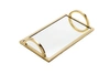 Classic Touch Decor Rectangular Mirror Tray With Gold Handles -12"l