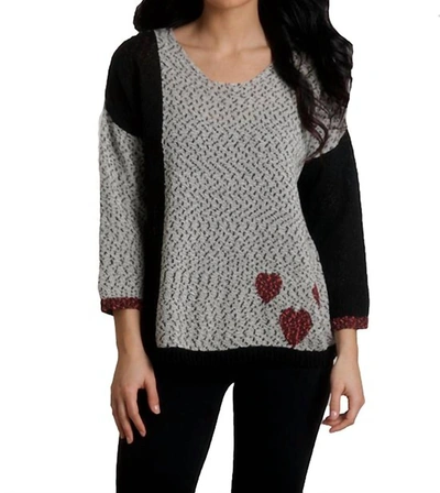 French Kyss Crochet Heart Top In Frost Multi In Grey