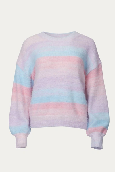 Unishe Pastel Rainbow Striped Sweater In Pink