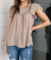 ANDREE BY UNIT LAYERED SLEEVE SWEETHEART BLOUSE IN TAN