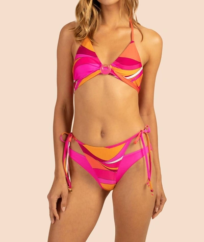 Trina Turk Vivid Vista Halter Wrap Bikini Top In Multi In Pink