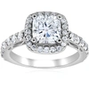 Pompeii3 2 1/5 Ct Cushion Diamond Vintage Halo Engagement Ring 14k White Gold In Multi