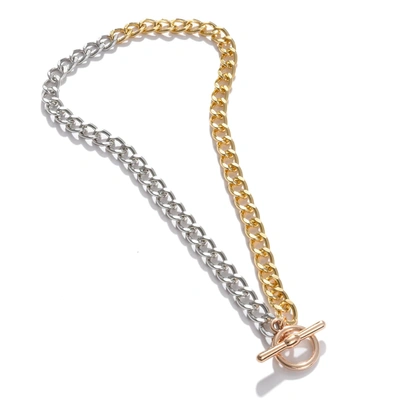 Sohi Multicoloured Brass Necklace In Silver