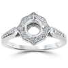 Pompeii3 1/5ct Vintage Halo Diamond Engagement Ring Setting 14k White Gold With Milgrain In Multi