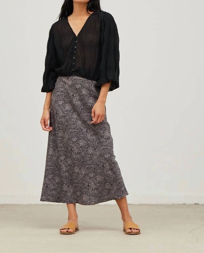 Grade & Gather Patterned Slip Skirt In Multi In Grey