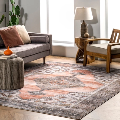 Nuloom Gracie Machine Washable Distressed Medallion Area Rug