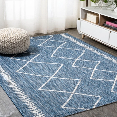 Jonathan Y Derya Tribal Diamond Trellis Indoor/outdoor Area Rug In Blue