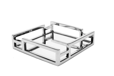 Classic Touch Decor Square Mirror Napkin Holder With Layered Loop Design