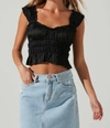 Astr Rosita Shirred Crop Top In Black