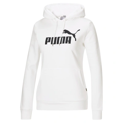 Puma Women's Logo Cropped Hoodie In White