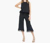 EMILY MCCARTHY SIDE ZIP FEATHER FRINGE PARTY PANT IN BLACK