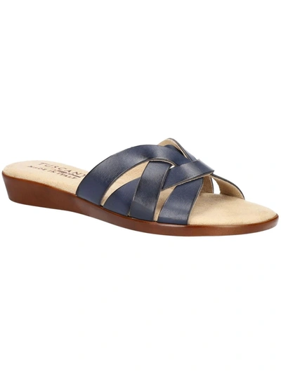 Tuscany By Easy Street® Zanobia Womens Faux Leather Strappy Slide Sandals In Blue