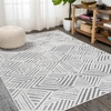 Jonathan Y Jordan High-low Pile Art Deco Geometric Indoor/outdoor Area Rug In White/black