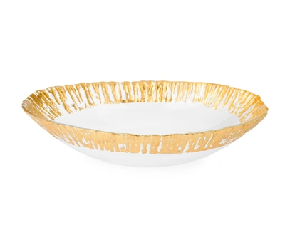 Classic Touch Decor Oval Shaped Scalloped Bowl- Gold
