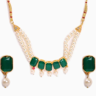 Sohi Gold_plated Pearl Choker Set In Green