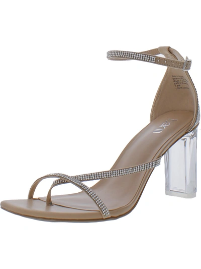 Bar Iii Blakke 3 Womens Rhinestone Ankle Strap Heels In Silver