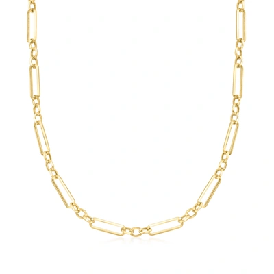 Canaria Fine Jewelry Canaria 10kt Yellow Gold Alternating Cable And Paper Clip Link Necklace