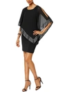 Slny Short Jersey Cape With Foil Trim Popover Dress In Black In Black