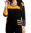 French Kyss Boucle Striped Pocket Sweater In A/s In Black