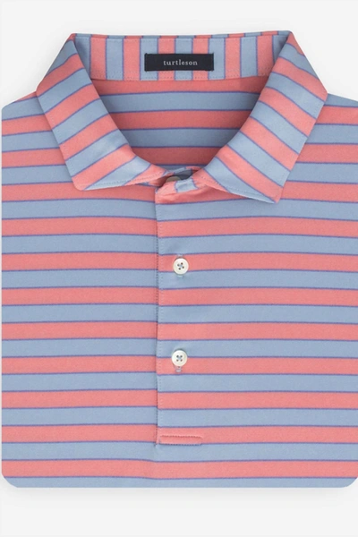 Turtleson Men Flynn Stripe Polo In Lux Blue/coral In Pink