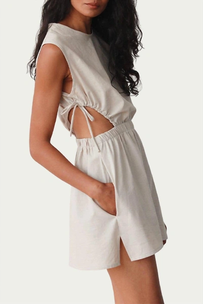 Haley Solar Cutout Cotton-twill Mini Dress In Beige In Grey