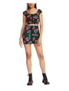 BETSEY JOHNSON WOMENS FLORAL BUTTON-DOWN CROPPED