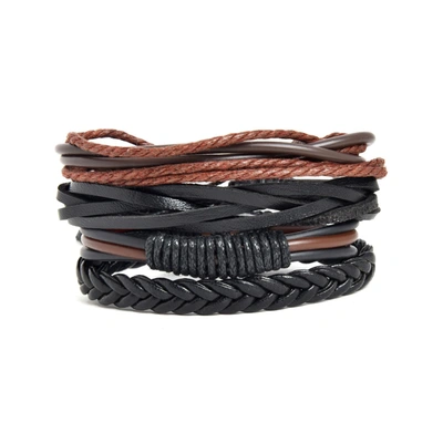 Sohi Pu Leather Bracelet For Men In Black