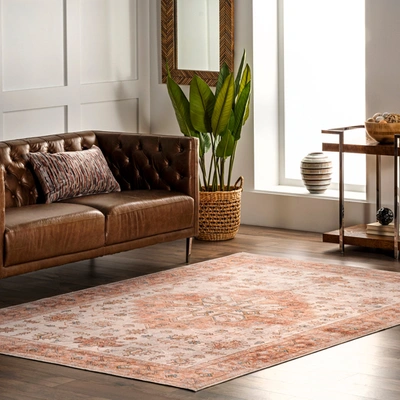 Nuloom Dawson Machine Washable Distressed Medallion Area Rug