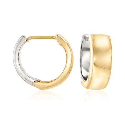 Ross-simons 14kt 2-tone Gold Reversible Huggie Hoop Earrings In Yellow