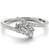 POMPEII3 1 1/4 CT TWO STONE DIAMOND FOREVER US ENGAGEMENT RING SOLITAIRE 14K WHITE GOLD