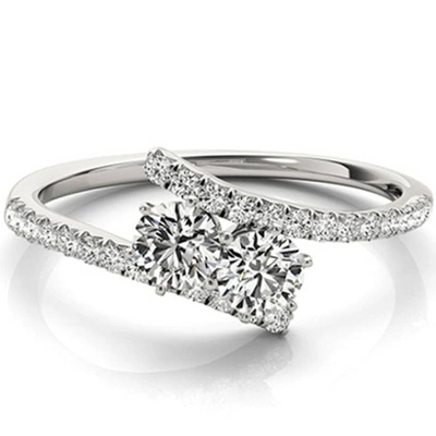 Pompeii3 1 1/4 Ct Two Stone Diamond Forever Us Engagement Ring Solitaire 14k White Gold In Multi