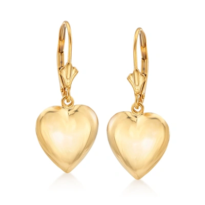 Ross-simons 14kt Yellow Gold Puffed Heart Drop Earrings