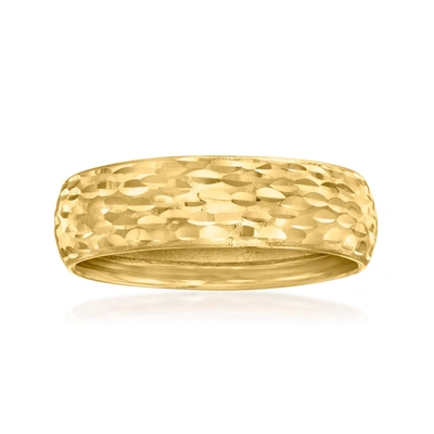 Canaria Fine Jewelry Canaria 10kt Yellow Gold Textured And Polished Groove-pattern Ring