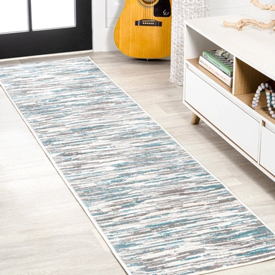 Jonathan Y Speer Abstract Linear Stripe Gray/blue Runner Rug