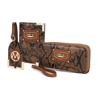 Mkf Collection By Mia K Darla Snake Travel Gift For Women Set - 3 Pieces In Brown