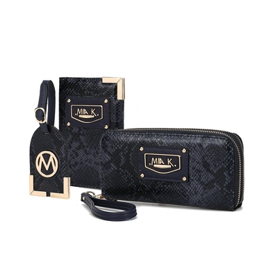 Mkf Collection By Mia K Darla Snake Travel Gift For Women Set - 3 Pieces In Black