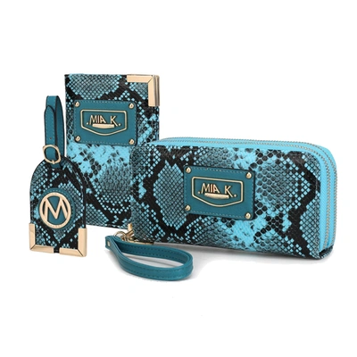 Mkf Collection By Mia K Darla Snake Travel Gift For Women Set - 3 Pieces In Blue