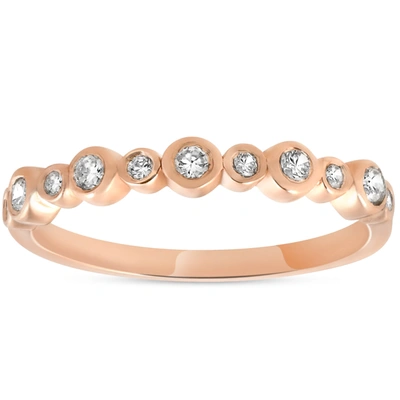 Pompeii3 1/3ct Diamond Wedding Ring 14k Rose Gold Stackable Womens Anniversary Band In Multi