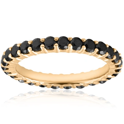 Pompeii3 1 1/2ct Black Diamond Eternity Ring 14k Yellow Gold Womens Stackable Band In Multi