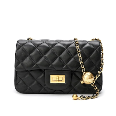 Tiffany & Fred Quilted Sheepskin Leather Crossbody Bag In Black