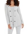 French Kyss Juliana Kashmira Open Grommet Cardigan In Gray In Grey
