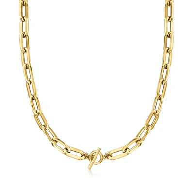 Ross-simons Italian 14kt Yellow Gold Paper Clip Link Necklace In White