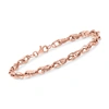 Ross-simons 14kt Rose Gold Double Oval-link Bracelet In Pink