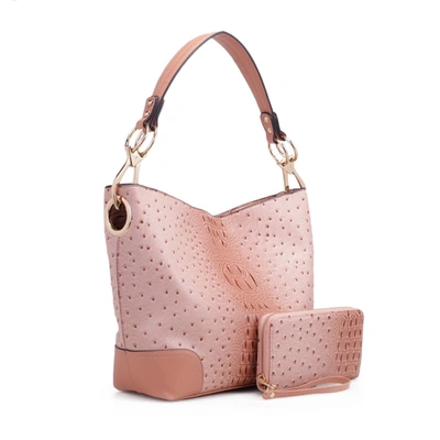 Mkf Collection By Mia K Wandy Soft Vegan Leather Hobo & Wallet Set In Pink